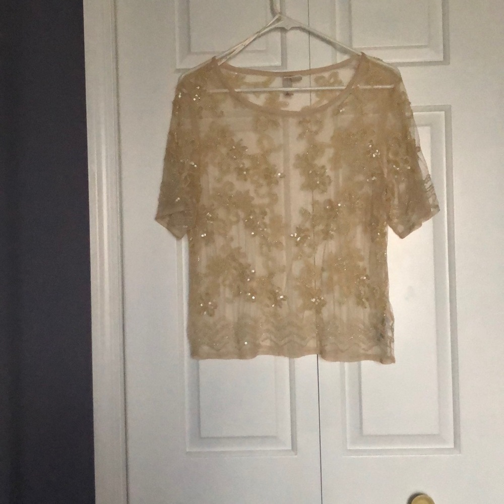 Mesh sequin beaded top